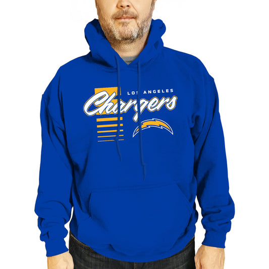 Los Angeles Chargers NFL Adult Unisex Retro Script Ultra Soft Fleece Hooded Sweatshirt - Royal