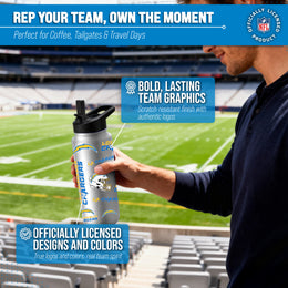Los Angeles Chargers NFL 34oz Quencher Stainless Steel Insulated Water Bottle - White