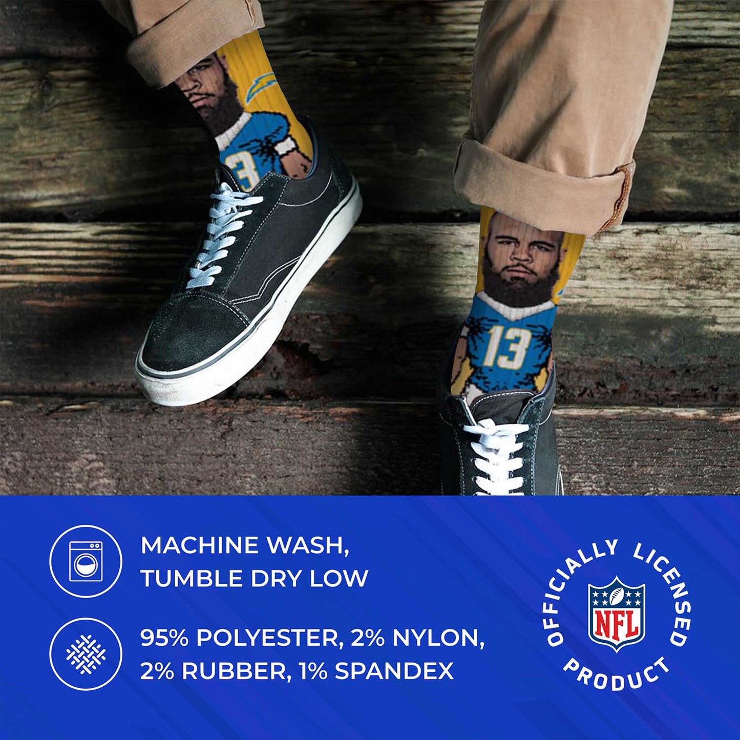 Los Angeles Chargers NFL Adult V Curve MVP Player Crew Socks - Gold