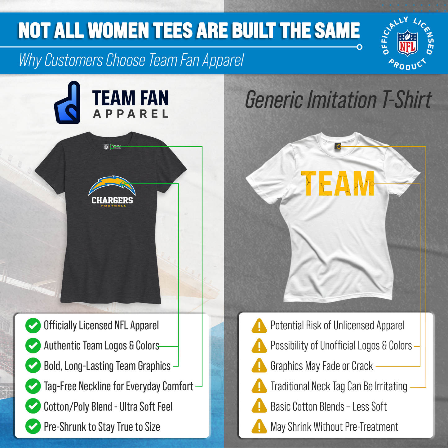 Los Angeles Chargers Women's NFL Ultimate Fan Logo Short Sleeve T-Shirt - Black