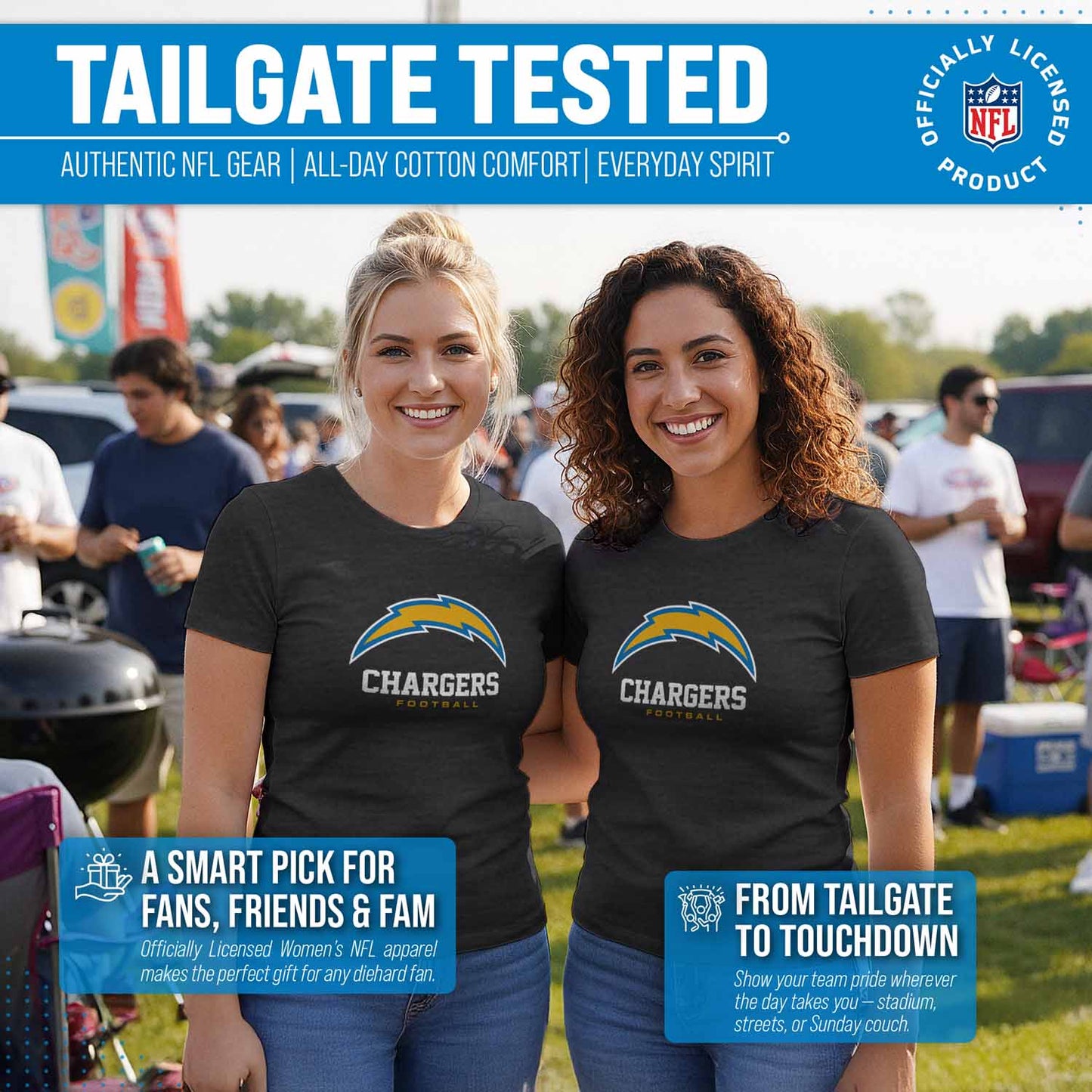Los Angeles Chargers Women's NFL Ultimate Fan Logo Short Sleeve T-Shirt - Black