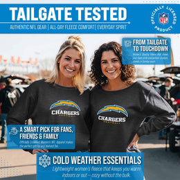Los Angeles Chargers NFL Womens Ultimate Fan French Terry Slouchy Top- Raglan Sleeves - Charcoal