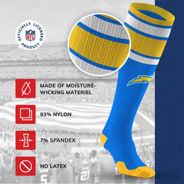 Los Angeles Chargers NFL Adult Knee High-Performance Socks - Light Blue
