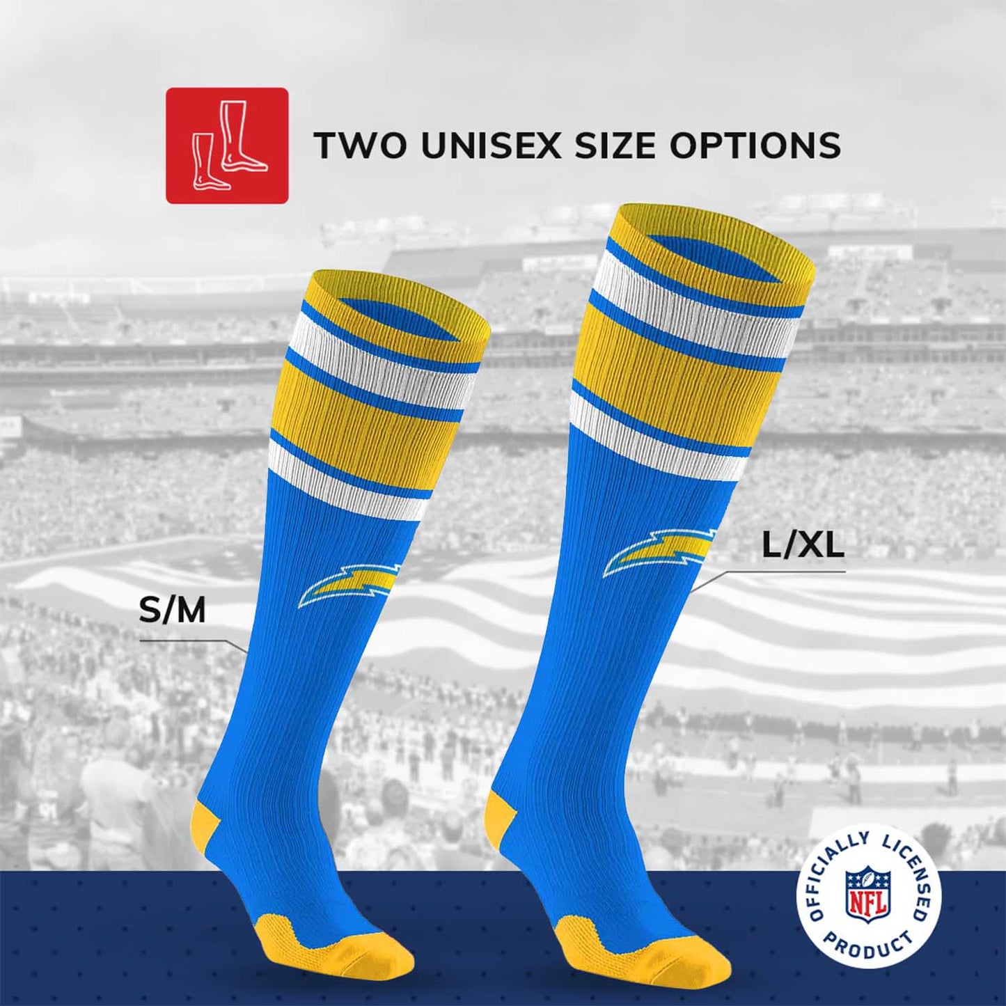 Los Angeles Chargers NFL Adult Knee High-Performance Socks - Light Blue