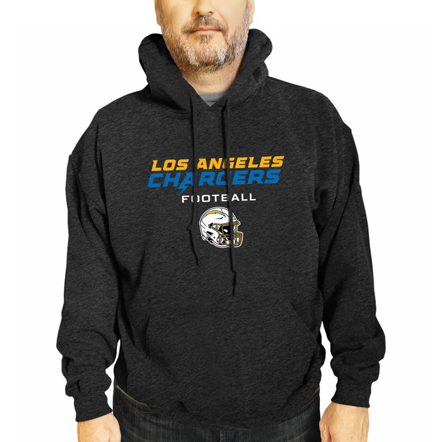 Los Angeles Chargers Adult NFL Football Helmet Heather Hooded Sweatshirt  - Charcoal
