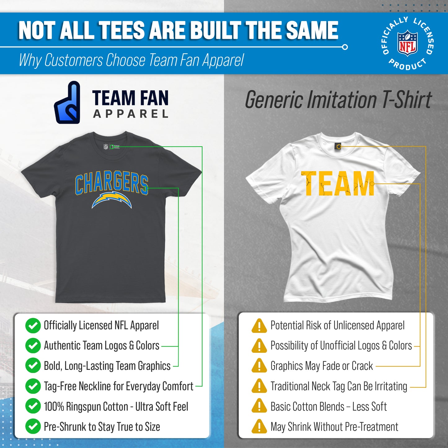Los Angeles Chargers NFL Home Team Tee - Gray