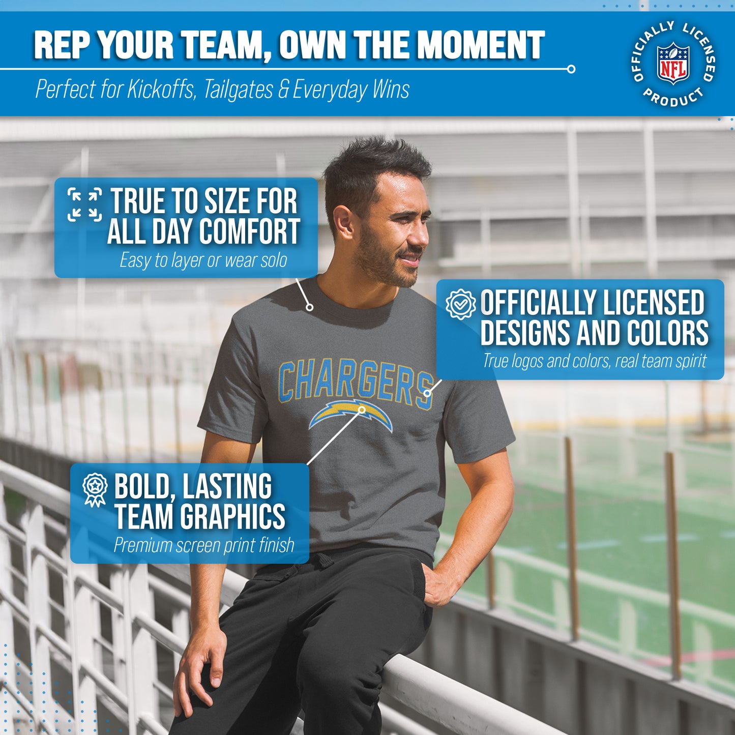 Los Angeles Chargers NFL Home Team Tee - Gray