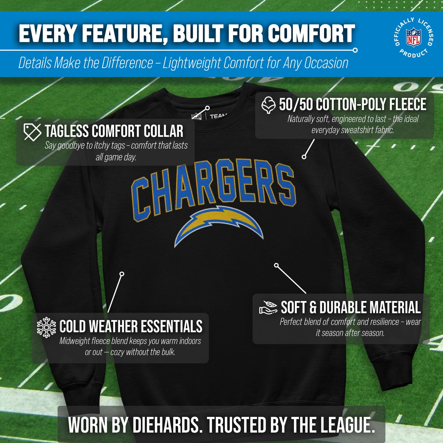 Los Angeles Chargers NFL Home Team Crew - Black