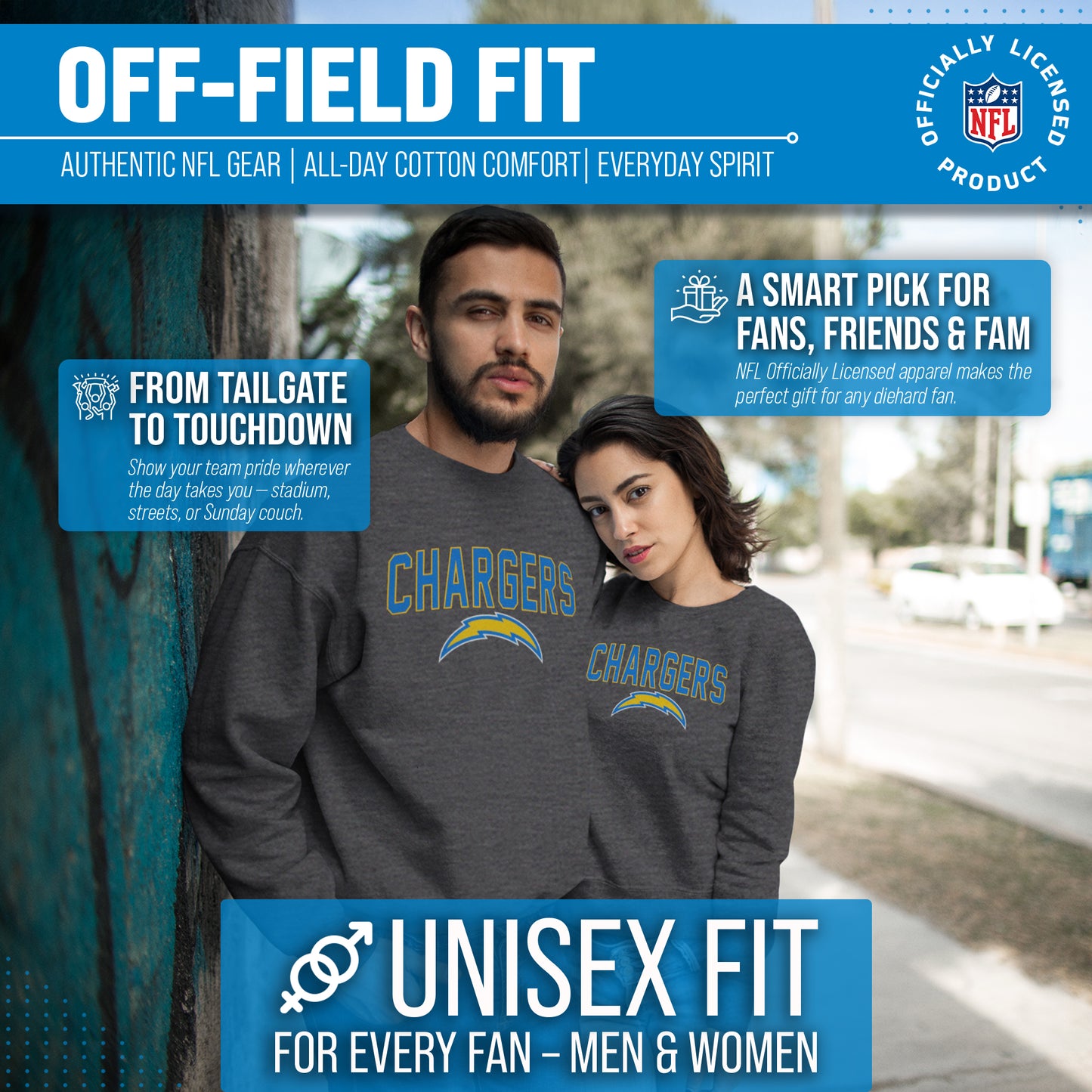 Los Angeles Chargers NFL Home Team Crew - Gray