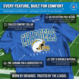 Los Angeles Chargers NFL Adult All Star Heather Tag-Less T-Shirt - Blue Heather