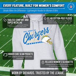 Los Angeles Chargers Ladies NFL Scrimmage Line Fleece Pullover Hooded Sweatshirt - Gray Heather