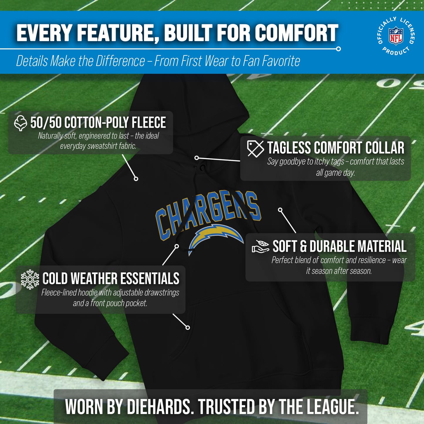 Los Angeles Chargers NFL Home Team Hoodie - Black
