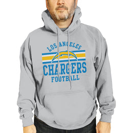 Los Angeles Chargers NFL Team Stripe Hooded Sweatshirt- Soft Pullover Sports Hoodie For Men & Women - Sport Gray