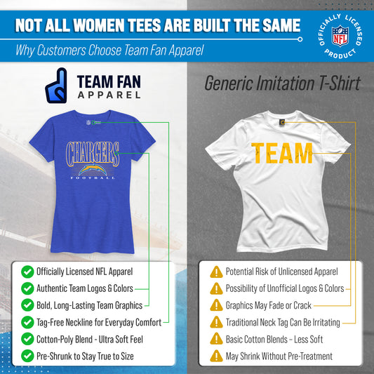 Los Angeles Chargers NFL Women's Overtime Blueprint T-Shirt Short Sleeve - Royal