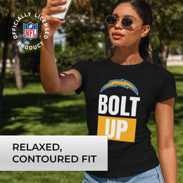 Los Angeles Chargers NFL Womens Plus Size Team Slogan Short Sleeve T-Shirt - Black