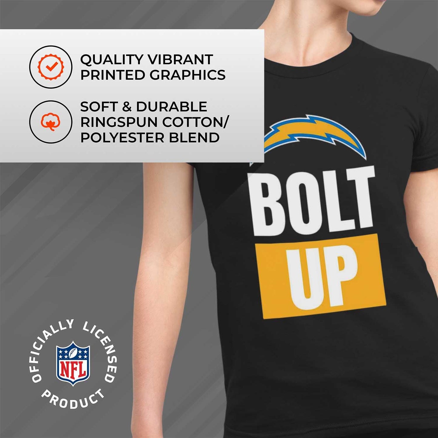 Los Angeles Chargers NFL Womens Plus Size Team Slogan Short Sleeve T-Shirt - Black