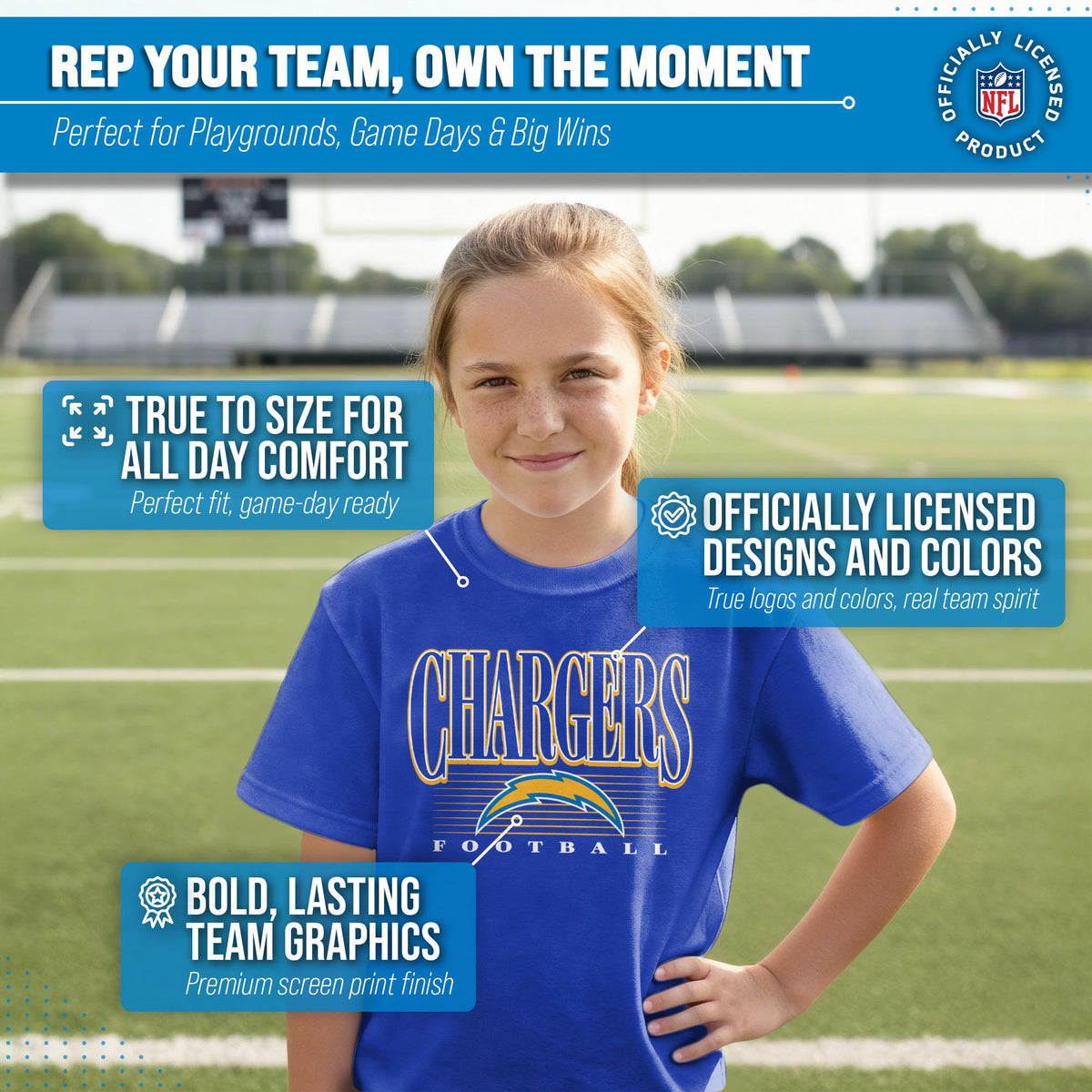 Los Angeles Chargers NFL Youth Overtime T-Shirt - Royal