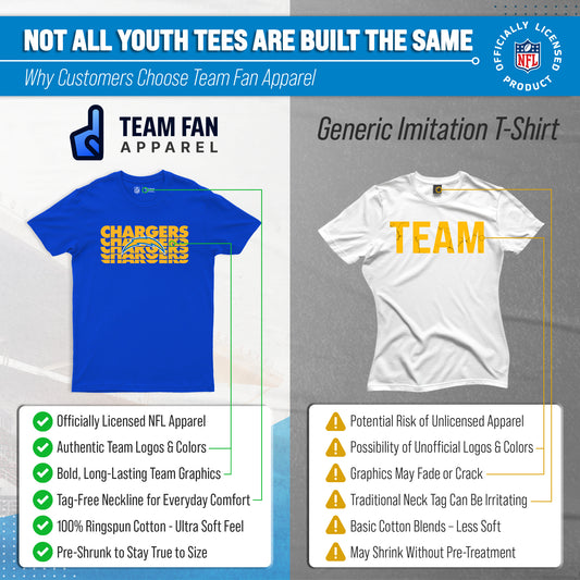 Los Angeles Chargers NFL Youth Repeating Logo Football T-Shirt - Royal