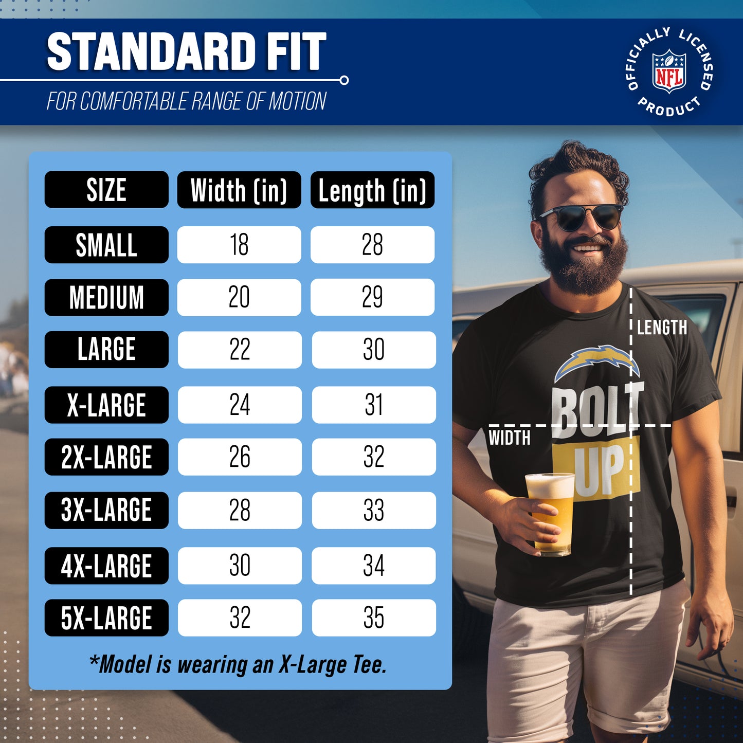 Los Angeles Chargers NFL Adult Team Slogan Unisex T-Shirt - Black