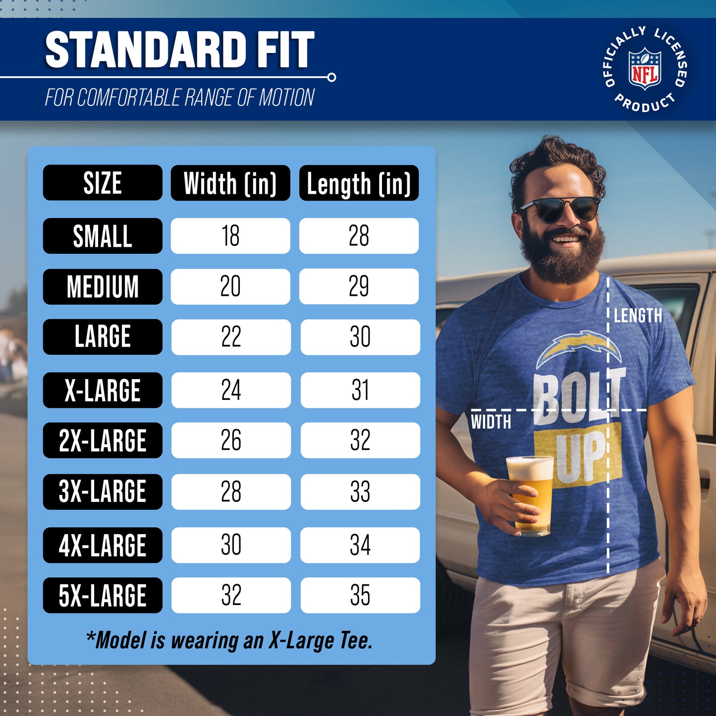 Los Angeles Chargers NFL Adult Team Slogan Unisex T-Shirt - Royal