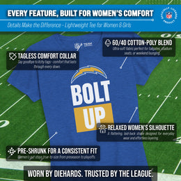Los Angeles Chargers NFL Womens Team Slogan Short Sleeve Tshirt - Royal