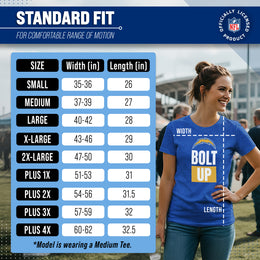 Los Angeles Chargers NFL Womens Team Slogan Short Sleeve Tshirt - Royal