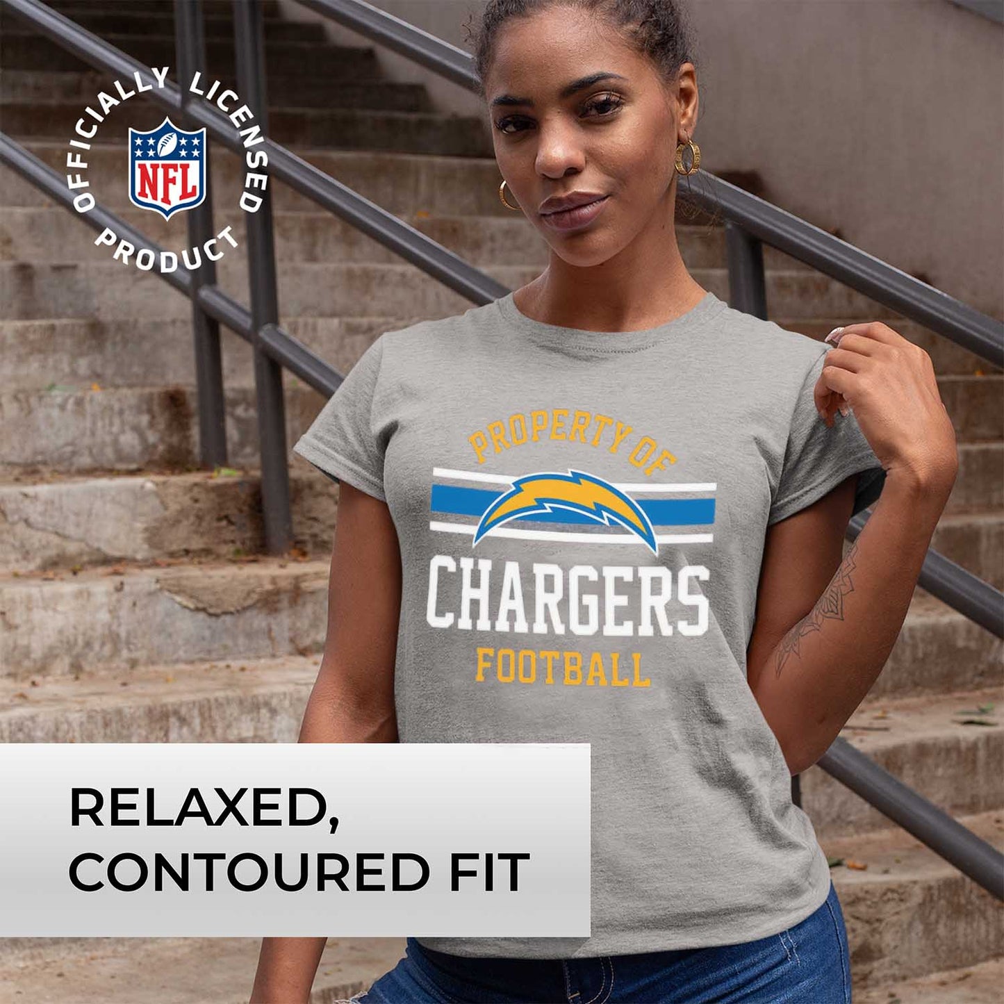 Los Angeles Chargers NFL Women's Property Of Lightweight Plus Size T-Shirt - Sport Gray