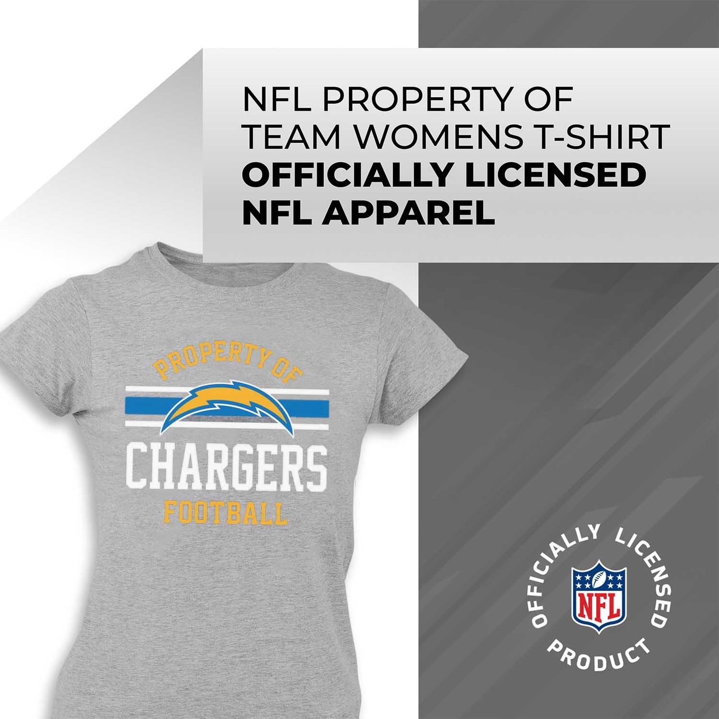 Los Angeles Chargers NFL Women's Property Of Lightweight Plus Size T-Shirt - Sport Gray