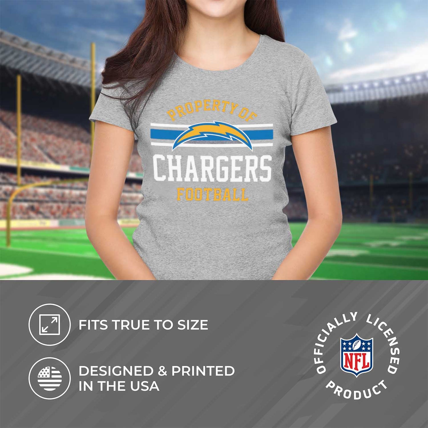 Los Angeles Chargers NFL Women's Property Of Lightweight Plus Size T-Shirt - Sport Gray