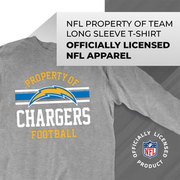 Los Angeles Chargers NFL Adult Property Of Long SleeveT Shirt - Sport Gray