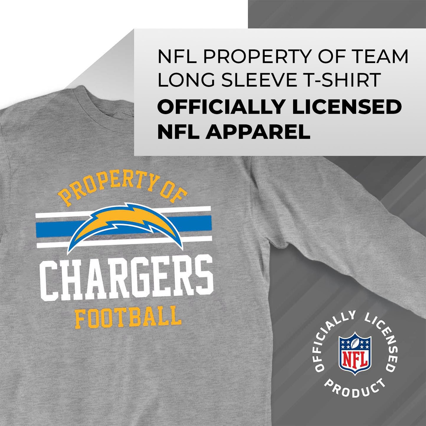 Los Angeles Chargers NFL Adult Property Of Long SleeveT Shirt - Sport Gray