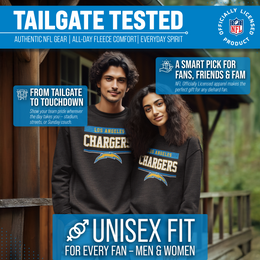 Los Angeles Chargers NFL Adult Long Sleeve Team Block Charcoal Crewneck Sweatshirt - Charcoal