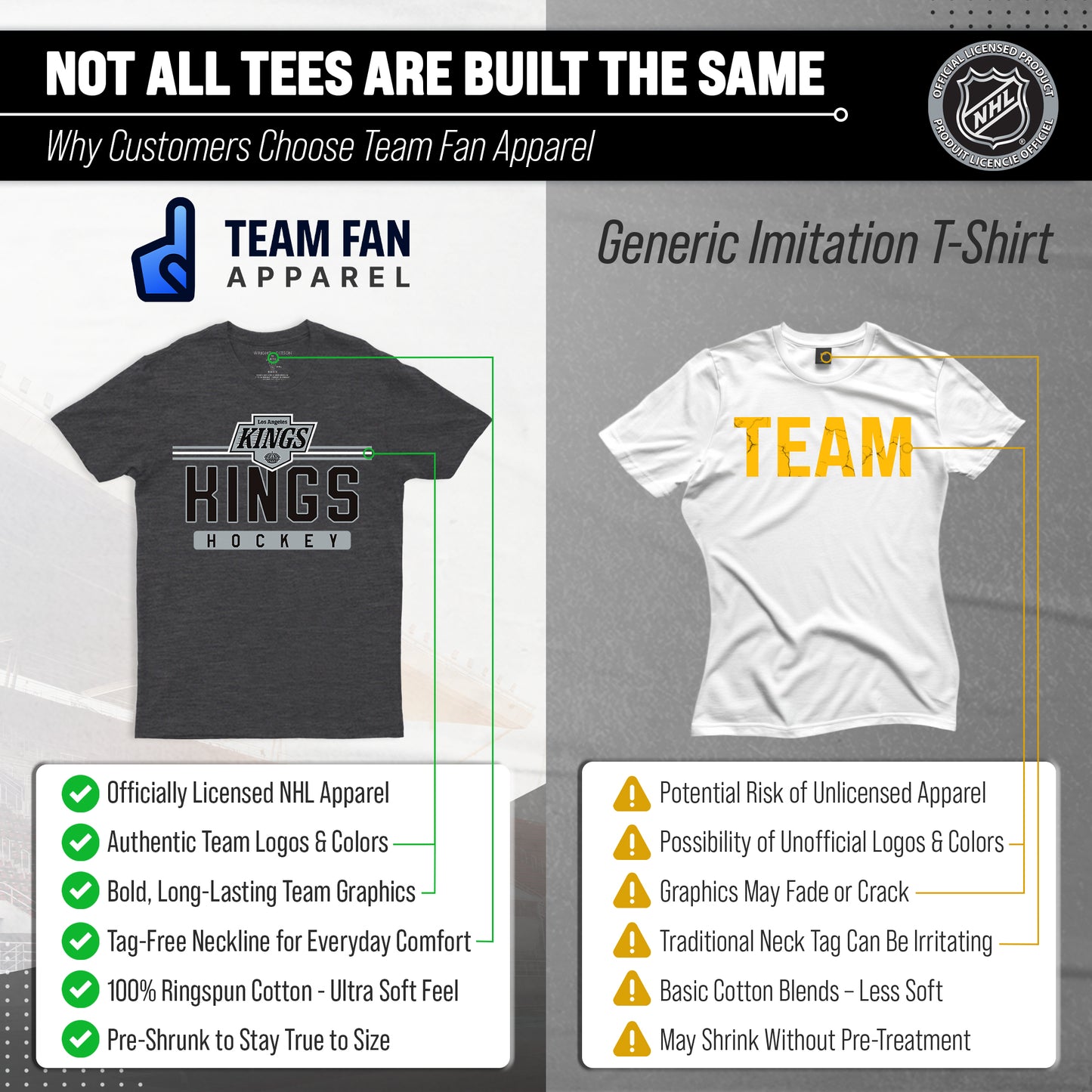 Los Angeles Kings Adult NHL Heather Charcoal True Fan Hockey T-Shirt - Charcoal