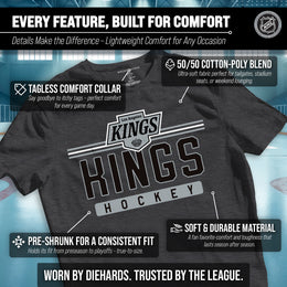 Los Angeles Kings Adult NHL Heather Charcoal True Fan Hockey T-Shirt - Charcoal