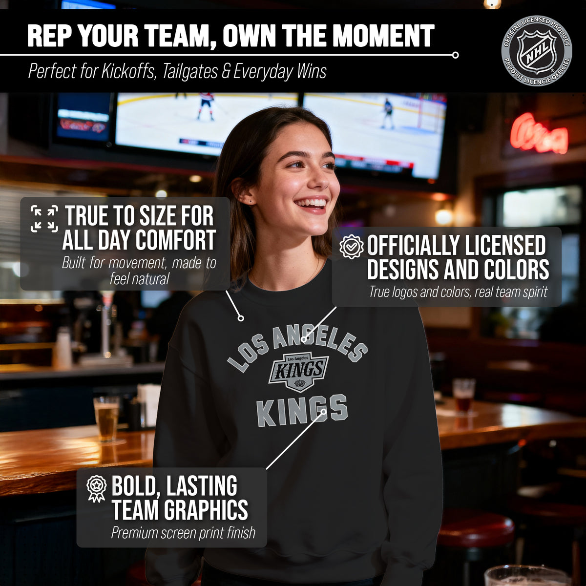 NFL Gameday Crewneck Sweatshirt, Cotton Fleece Pullover Men Women
