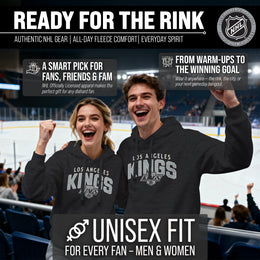 Los Angeles Kings NHL Adult Unisex Powerplay Hooded Sweatshirt - Black Heather
