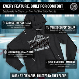 Los Angeles Kings NHL Adult Heather Charcoal True Fan Hooded Sweatshirt Unisex - Charcoal
