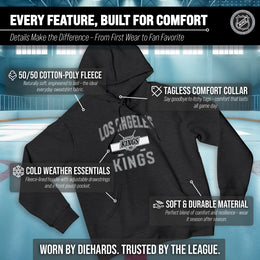 Los Angeles Kings Adult NHL Faceoff Hockey Fleece Hooded Sweatshirt- Jersey Stripe - Black