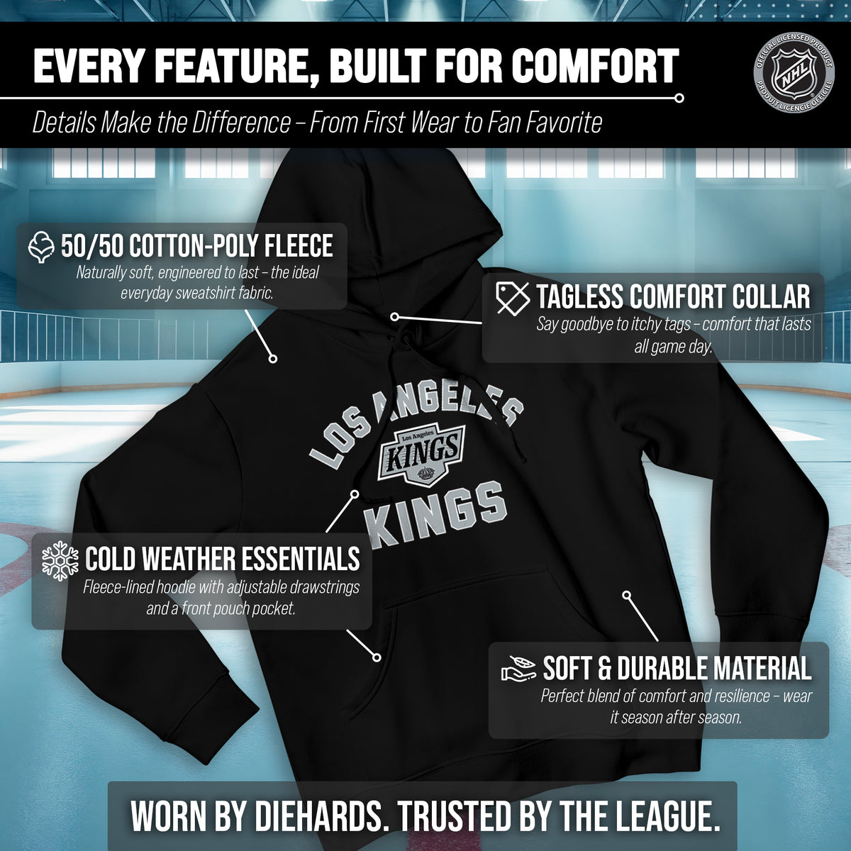 Los Angeles Kings Hoodie Pullover Sweatshirt - Black