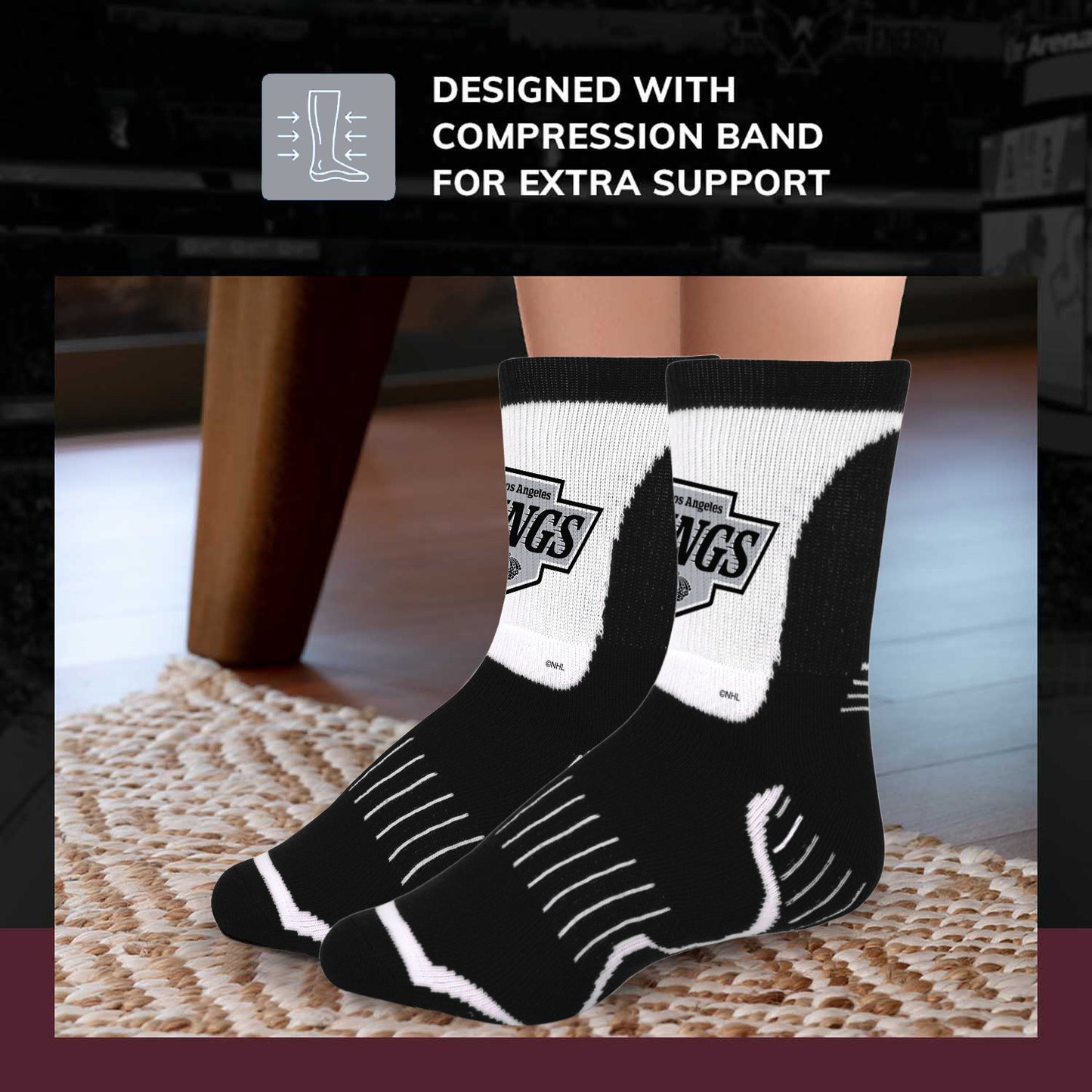 Los Angeles Kings NHL Adult Surge Team Mascot Mens and Womens Quarter Socks - Black