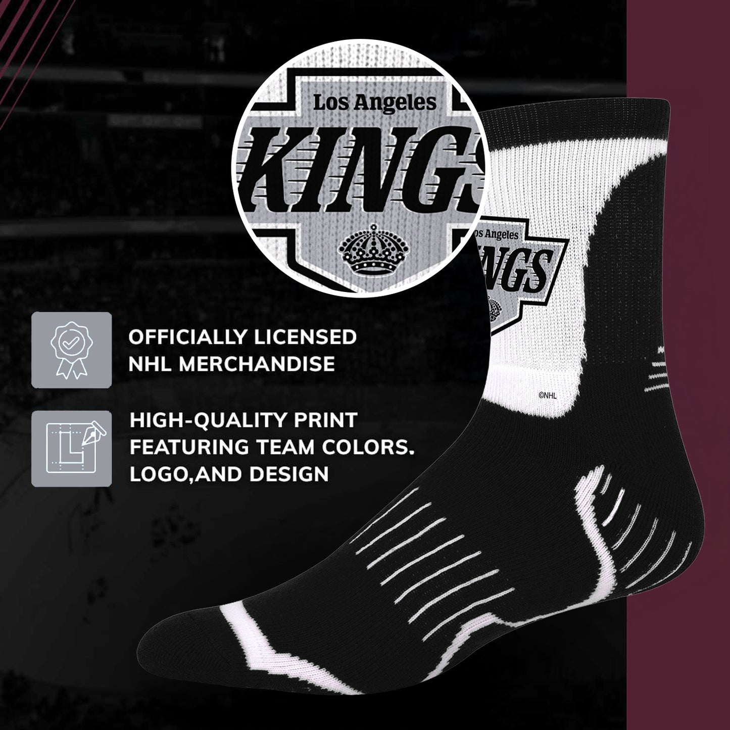 Los Angeles Kings NHL Youth Surge Socks - Black