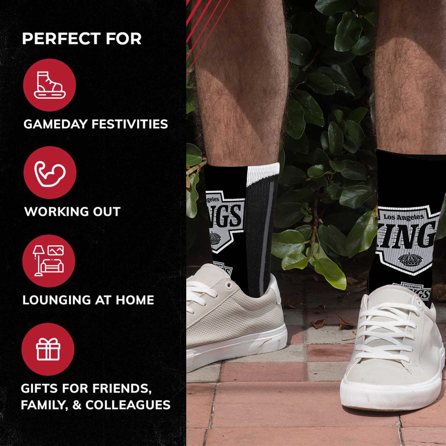 Los Angeles Kings Adult NHL Zoom Curve Team Crew Socks - Black