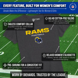 Los Angeles Rams Women's NFL Football Helmet Short Sleeve Tagless T-Shirt - Charcoal