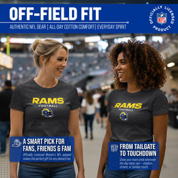 Los Angeles Rams Women's NFL Football Helmet Short Sleeve Tagless T-Shirt - Charcoal
