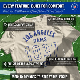 Los Angeles Rams NFL Adult Big Date Tag-Less T-Shirt - Natural