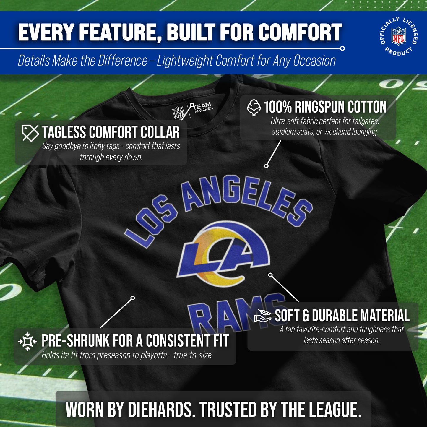 Los Angeles Rams Team Fan Apparel NFL  Gameday T-Shirt - Black