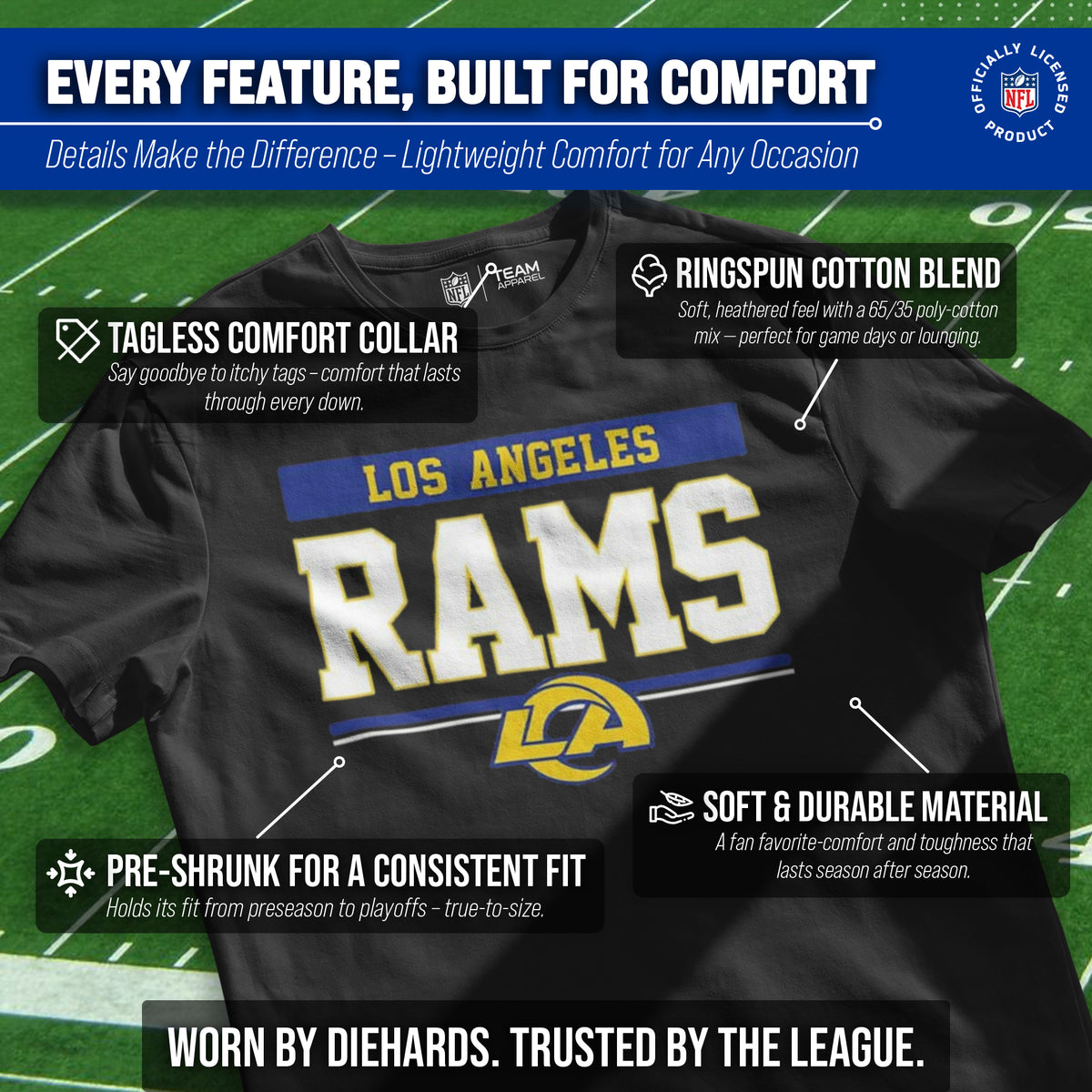 Los Angeles Rams Charcoal T-Shirt for Men and Women - Charcoal