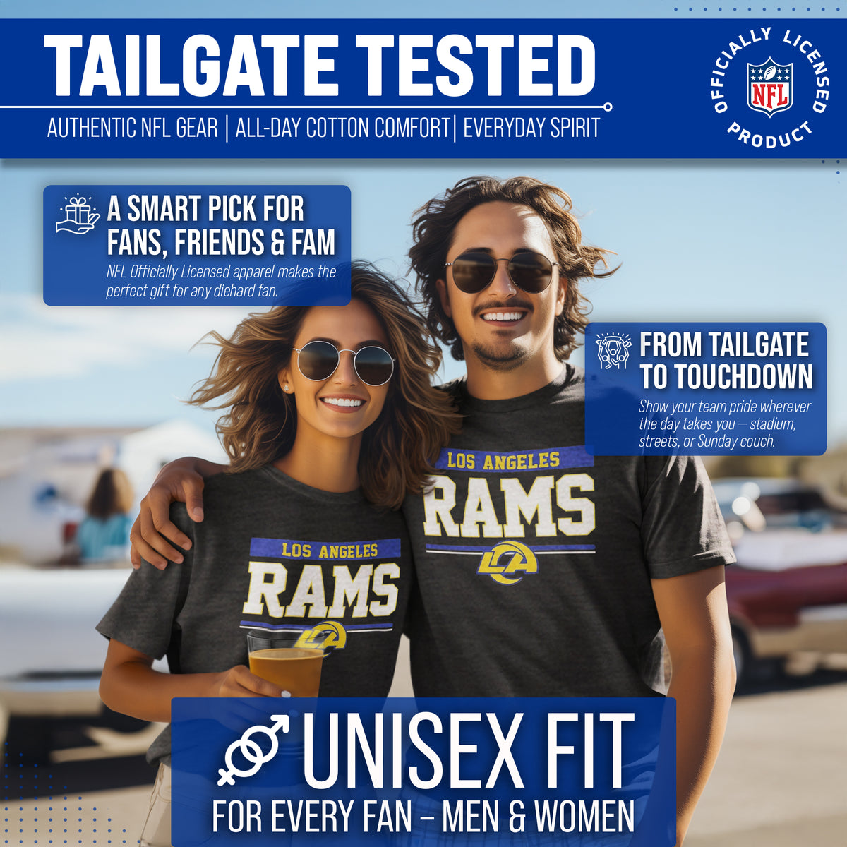 Los Angeles Rams Charcoal T-Shirt for Men and Women - Charcoal