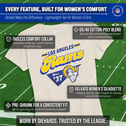 Los Angeles Rams  NFL Womens Vintage Charm T-Shirt Short Sleeve - Birch