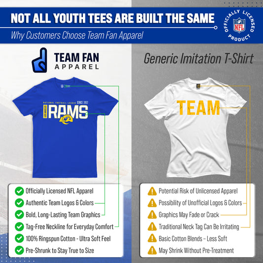 Los Angeles Rams NFL Youth Modern Endzone T-Shirt Unisex Boys Girls - Royal